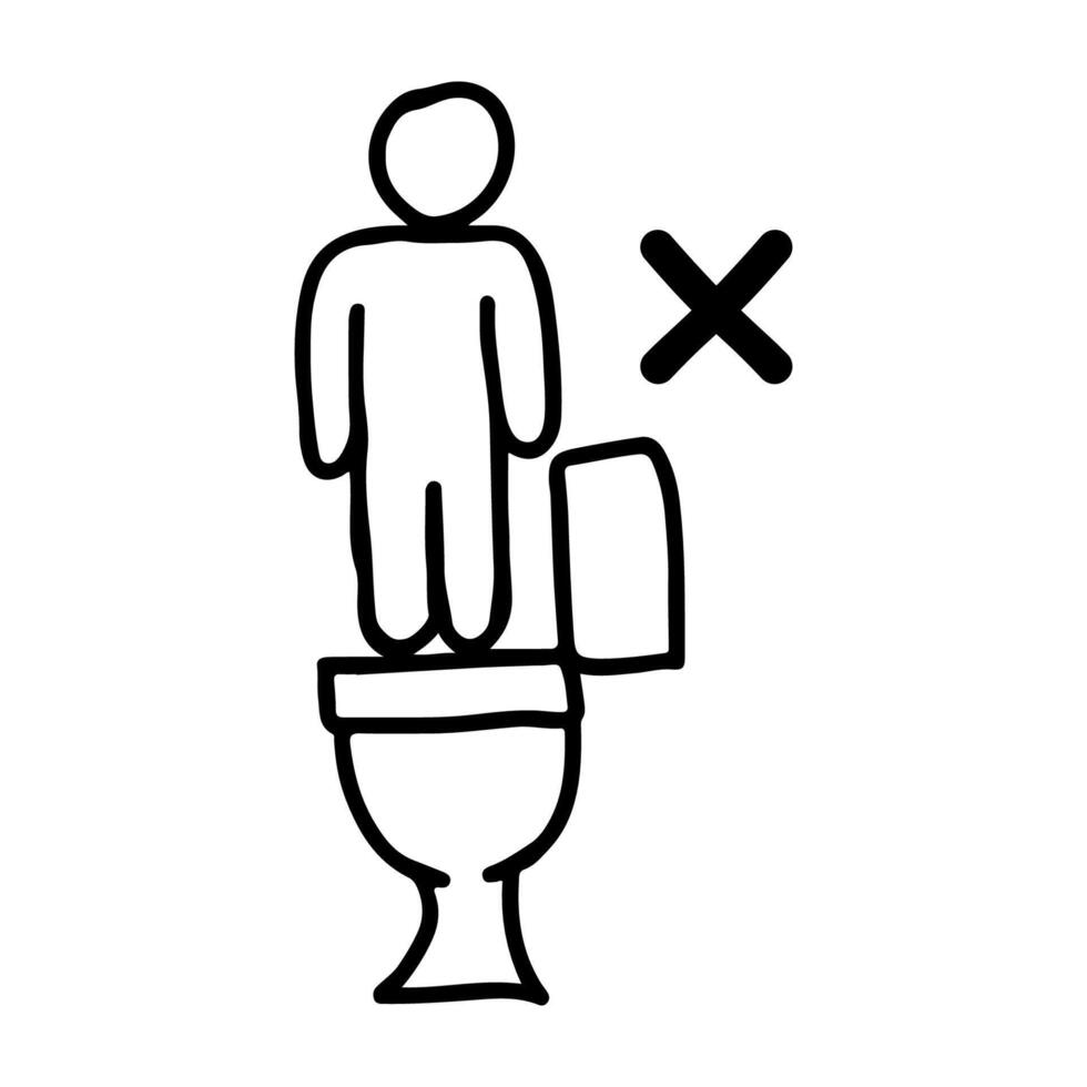 Doodle Icon of Standing on the toilet is prohibited vector