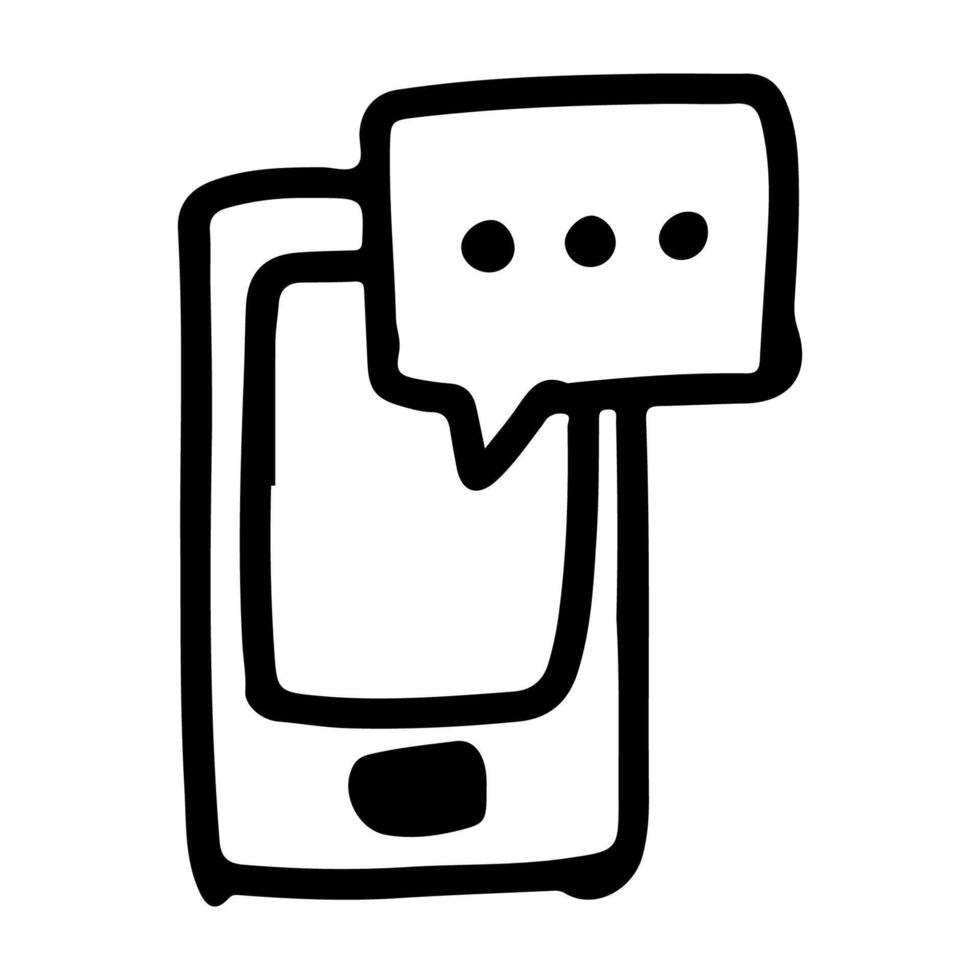 Doodle Icon of Comments on Phone vector