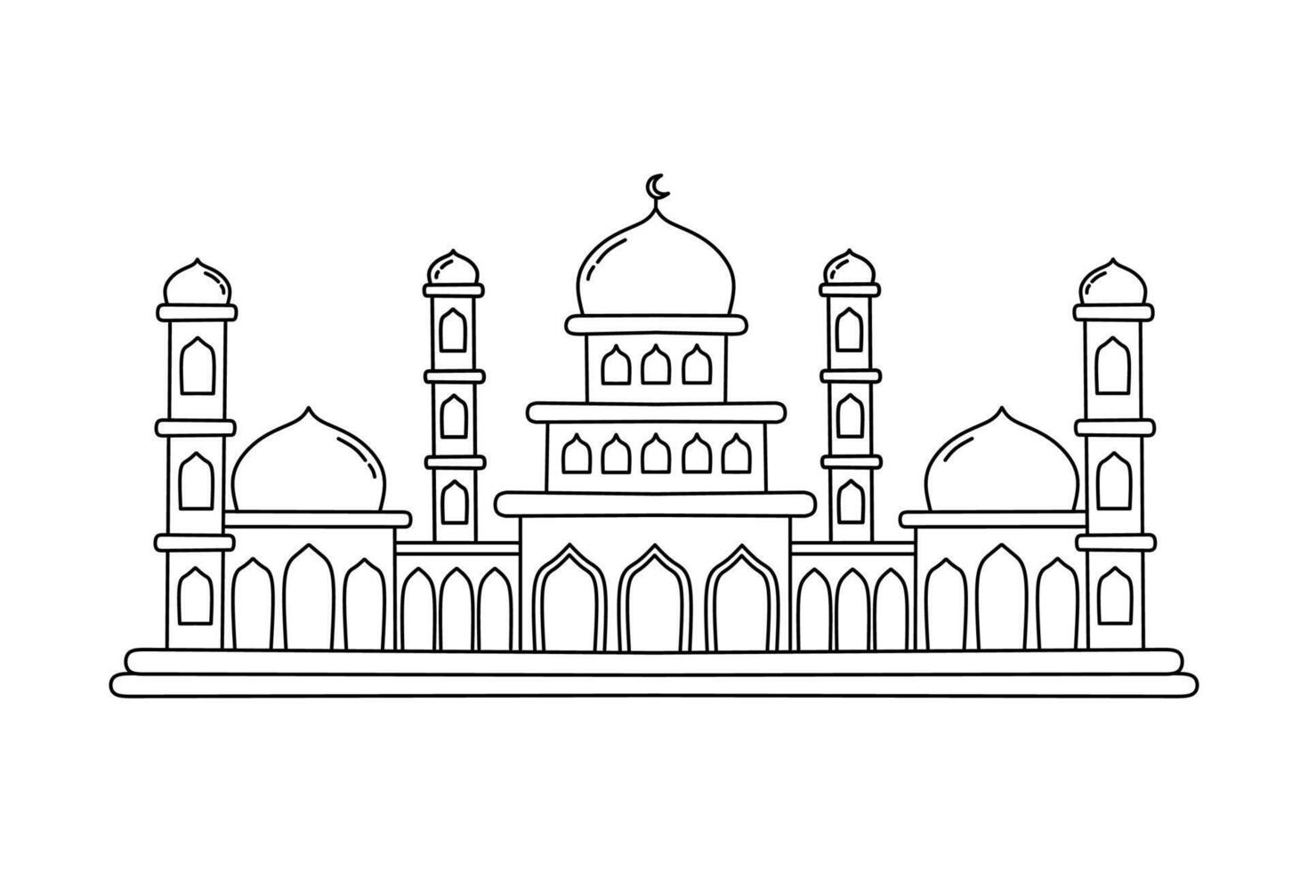 Creative Mosque Artwork in Outline Form vector
