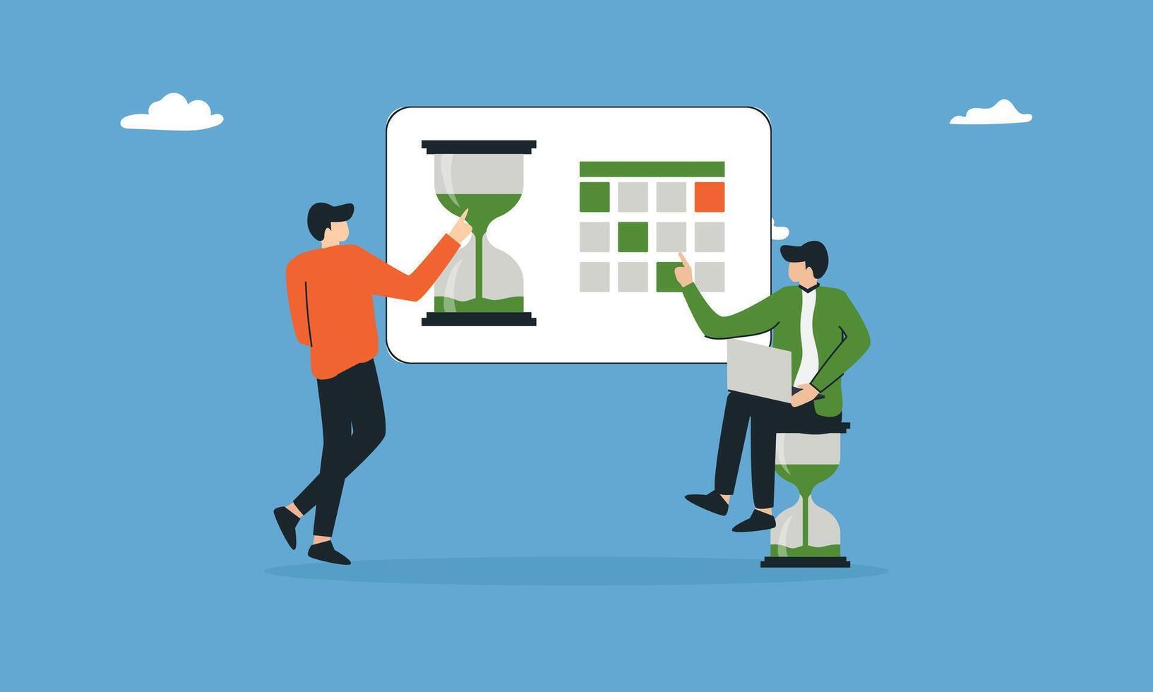 People Time management and schedule planning scenes. vector