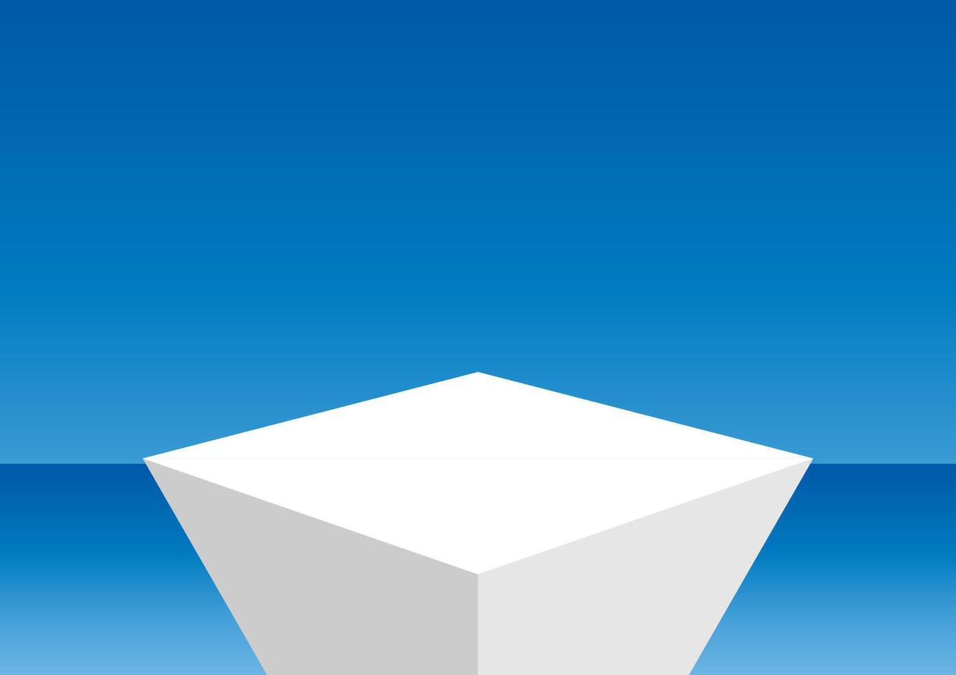 The white triangle pedestal podium display with blue sky background for the award ceremony. Products display and showcase presentation. vector