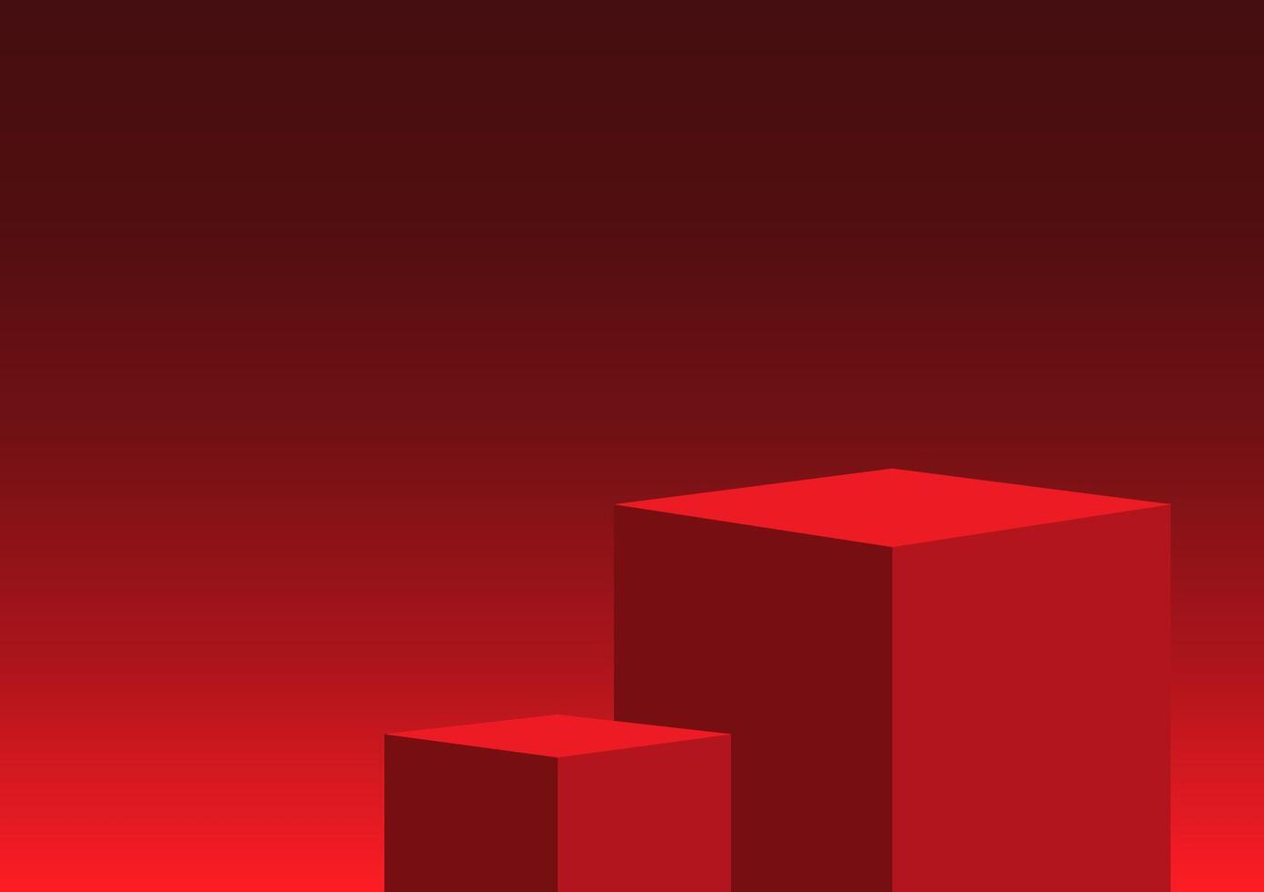 The red box pedestal podium display with a red background for the award ceremony. Products display and showcase presentation. vector