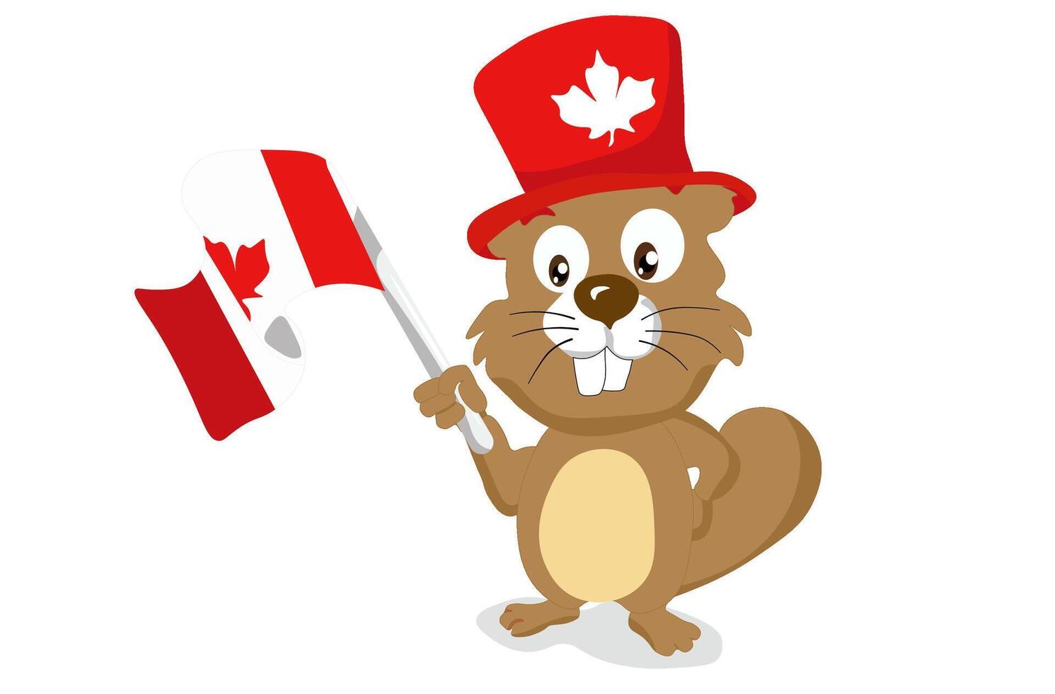Beaver of Canada with hat and flag isolated icon vector
