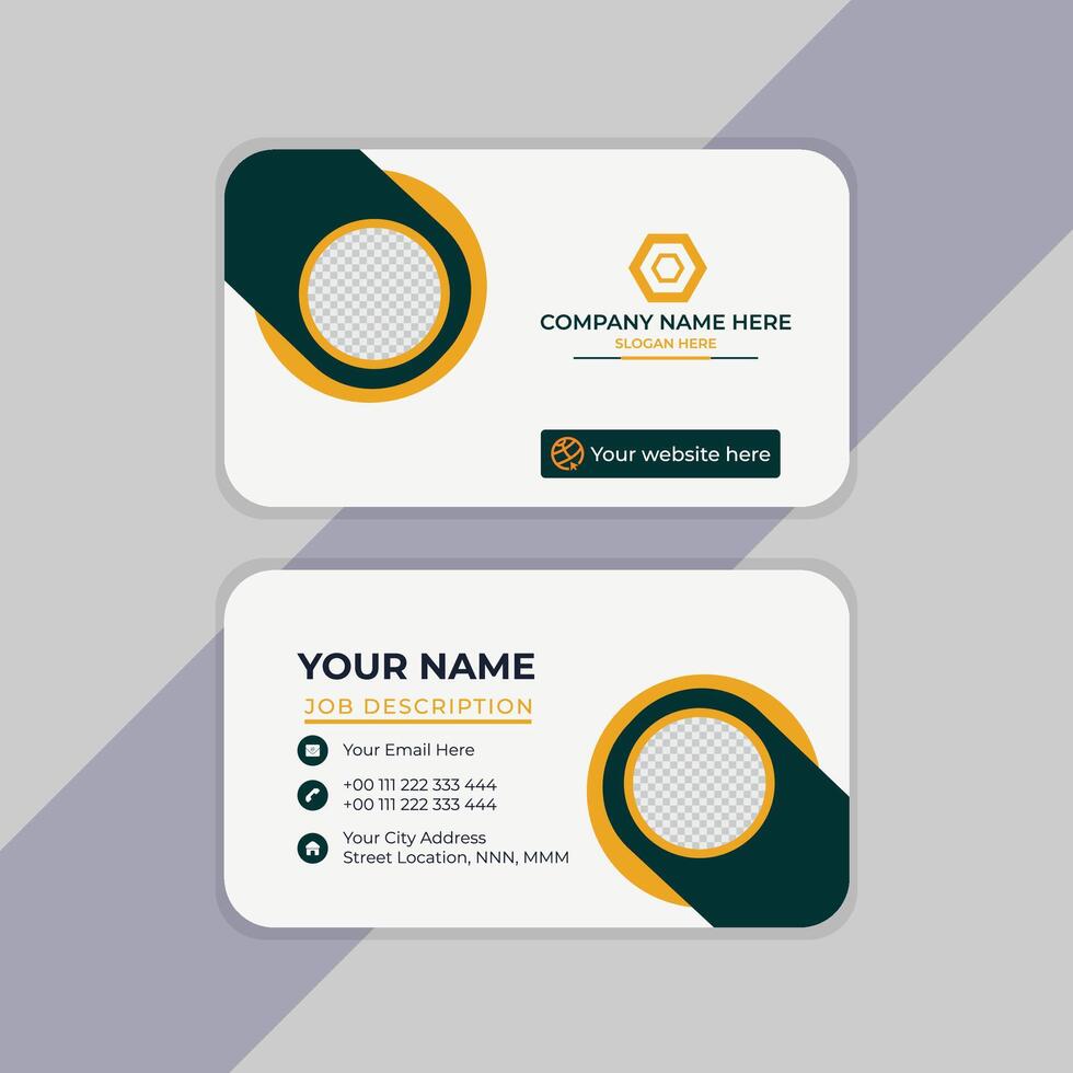 Clean business card with abstract yellow wave vector