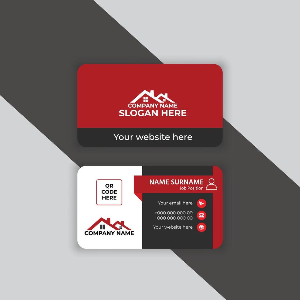 Red and black creative business card template vector