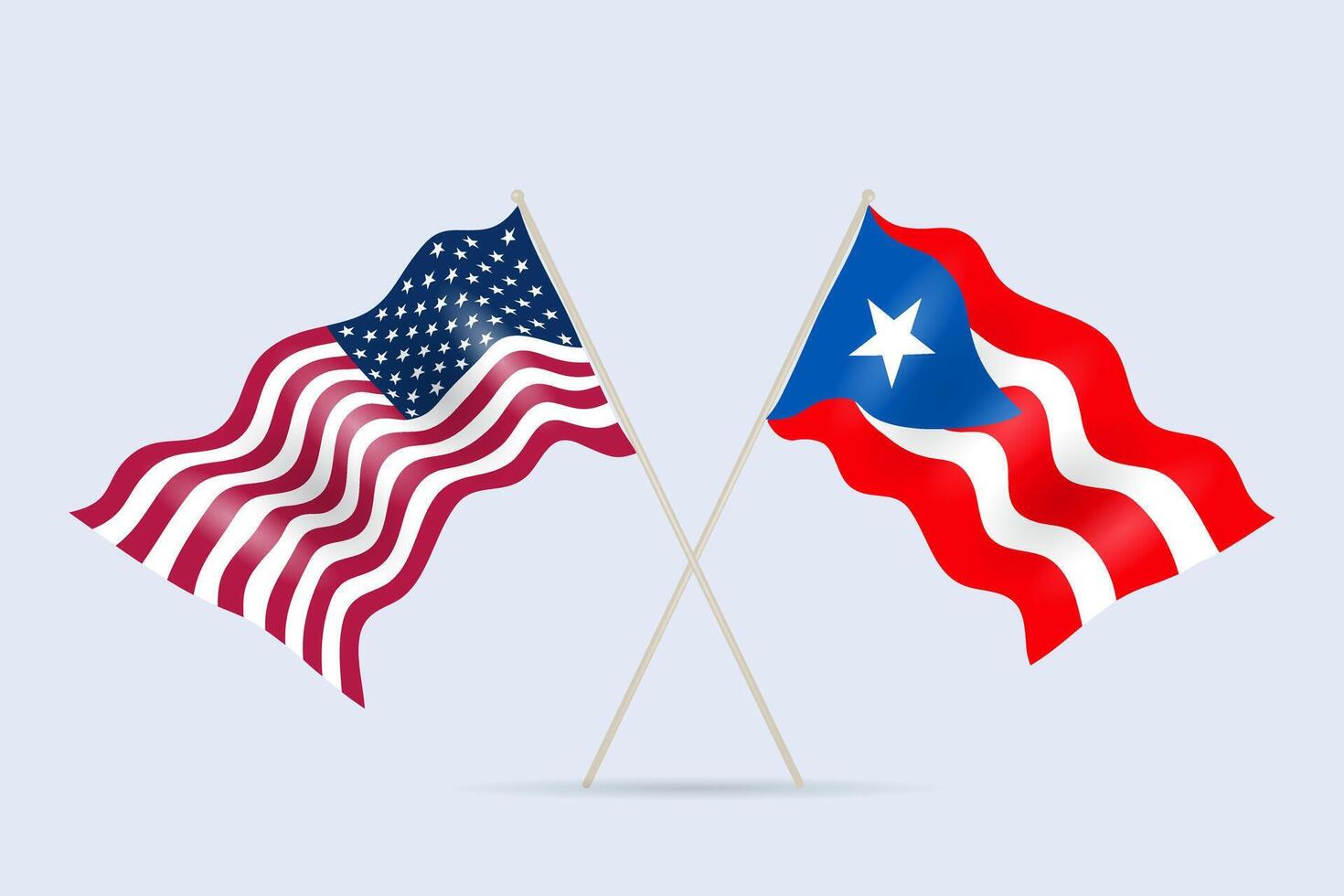 Flags Puerto Rico and US relationship. illustration. vector