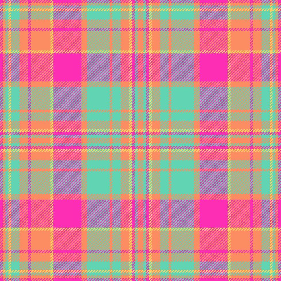 Invitation tartan pattern seamless, festive plaid texture check. Minimalist background textile fabric in orange and teal colors. vector