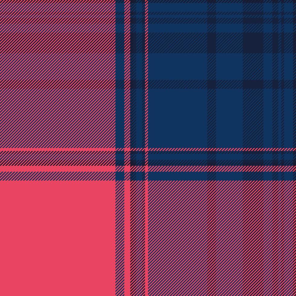 Single pattern textile plaid, living room check background texture. Package tartan seamless fabric in blue and red colors. vector