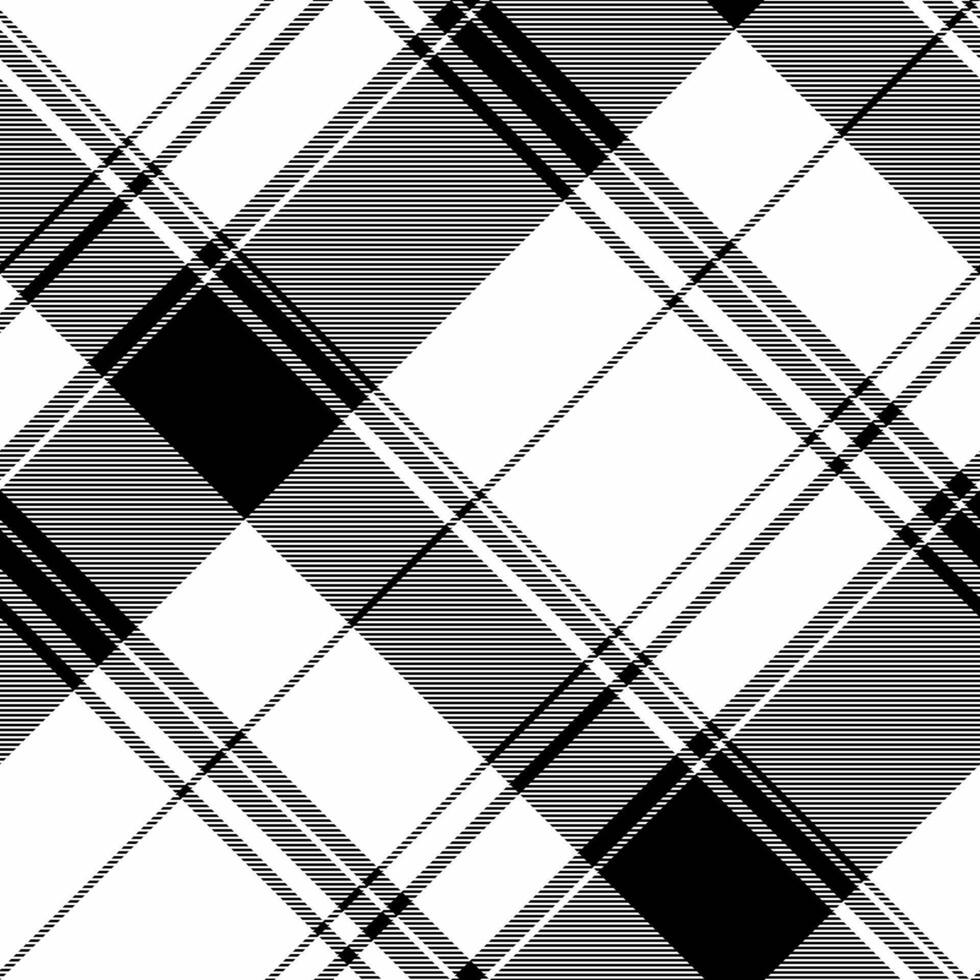 Quality textile plaid tartan, long seamless pattern . Industry texture check fabric background in white and black colors. vector