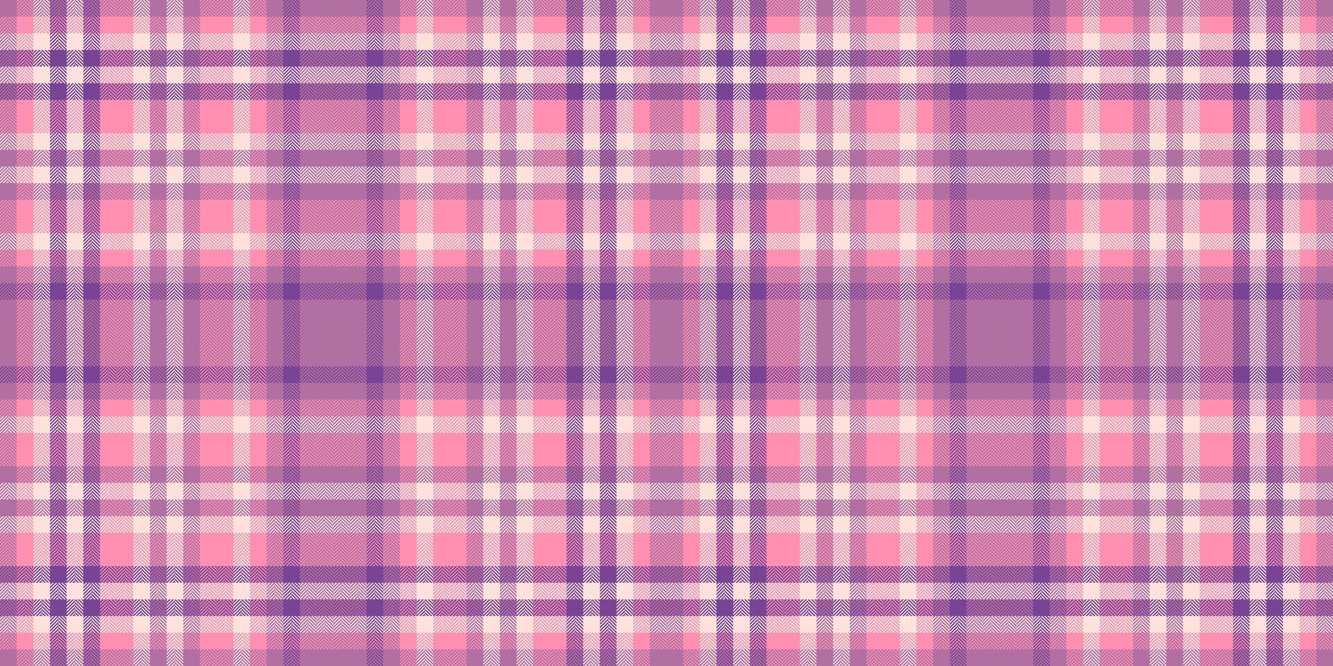 Dye pattern plaid texture, london tartan seamless. Twill check background textile fabric in pink and red colors. vector