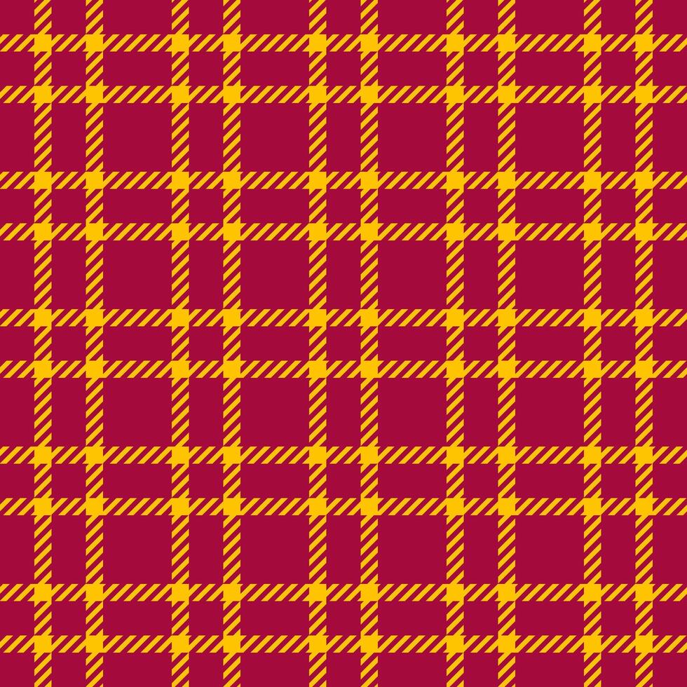 Window plaid fabric pattern, scratch textile background . Knit tartan seamless check texture in red and golden poppy colors. vector