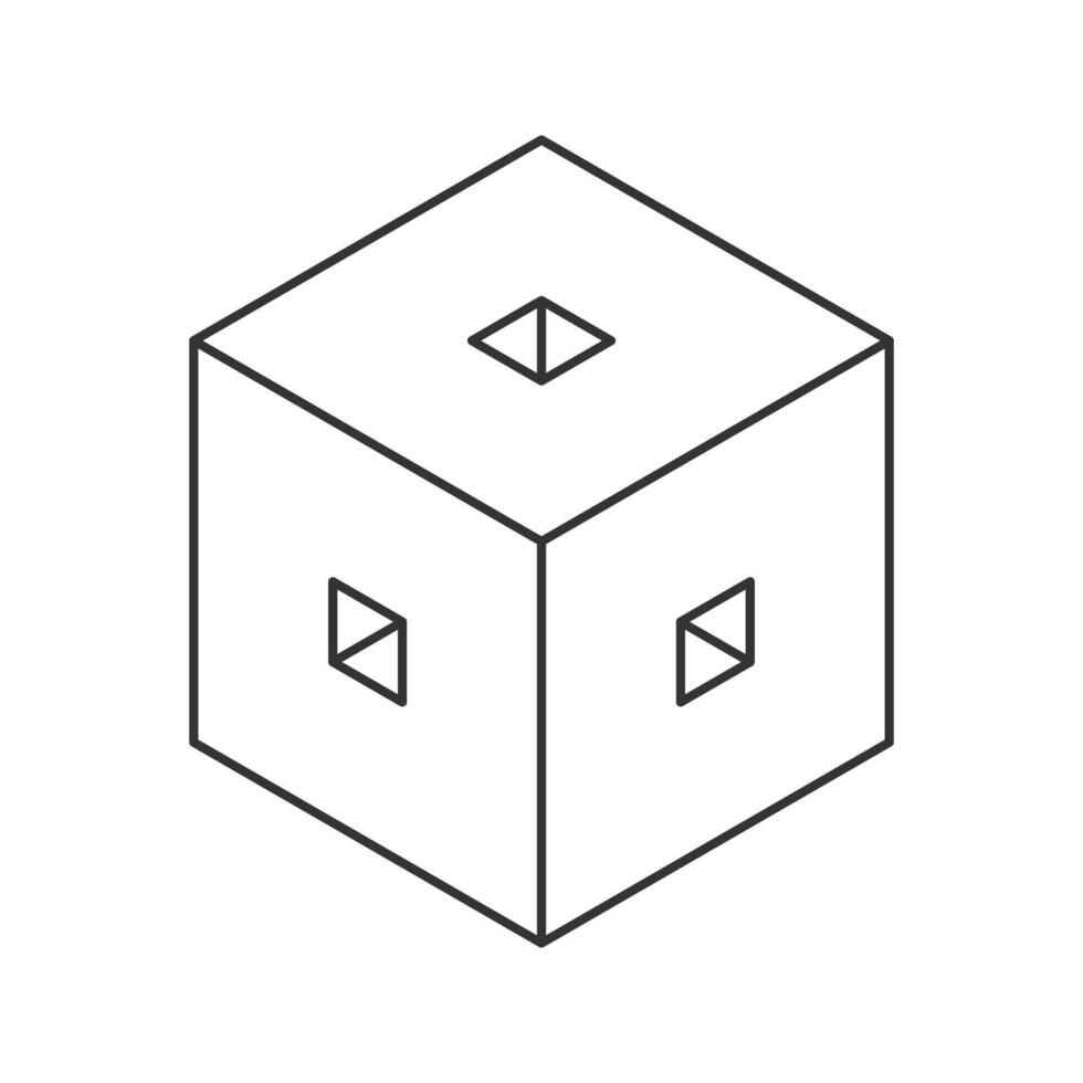 Cube logo, geometric design. Monochrome box logotype company, trendy techno emblem in isometric line style. vector
