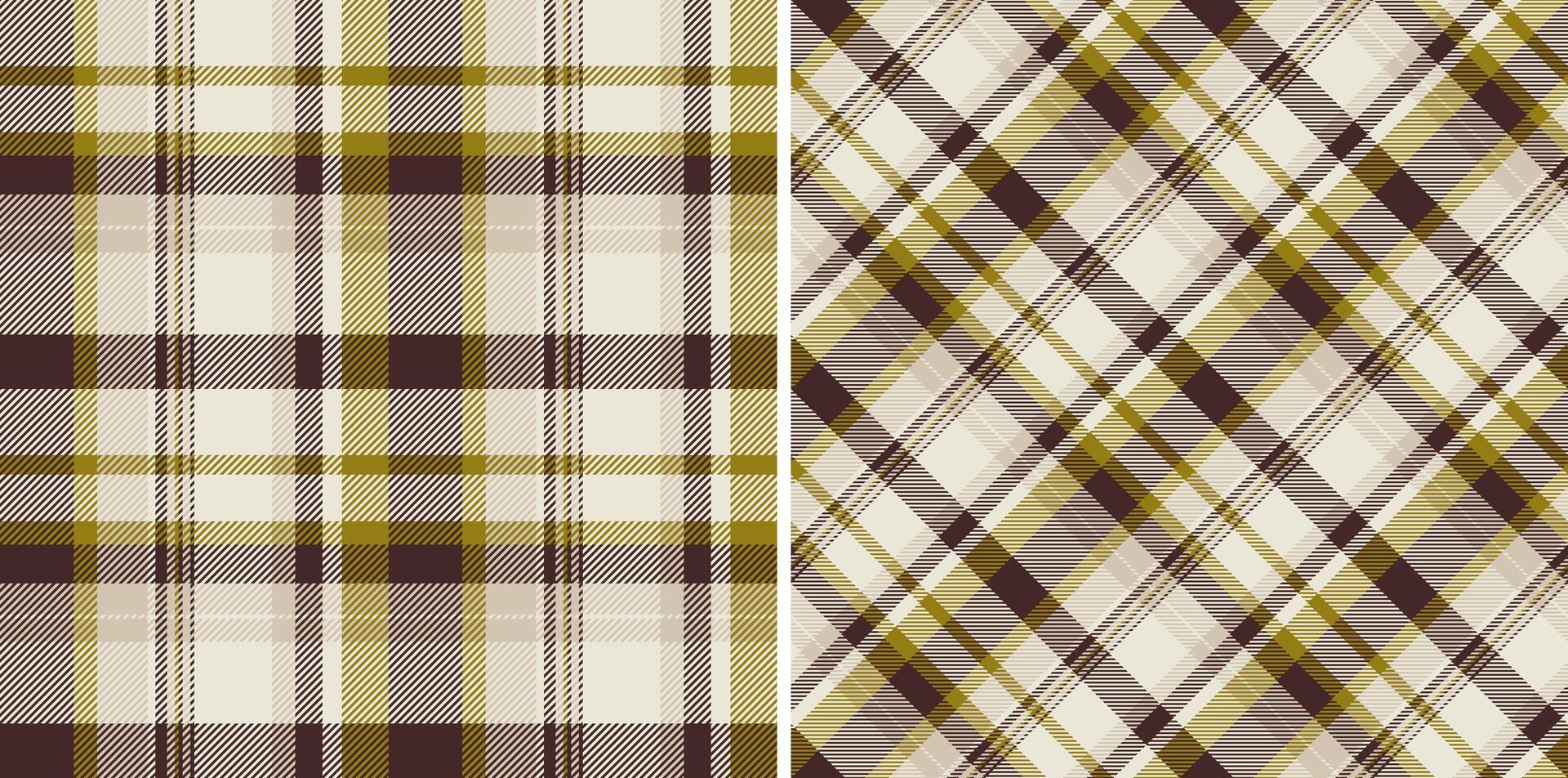 Check tartan texture of textile seamless background with a plaid fabric pattern. Set in earth colors. Symmetry tissue designs in fashion. vector