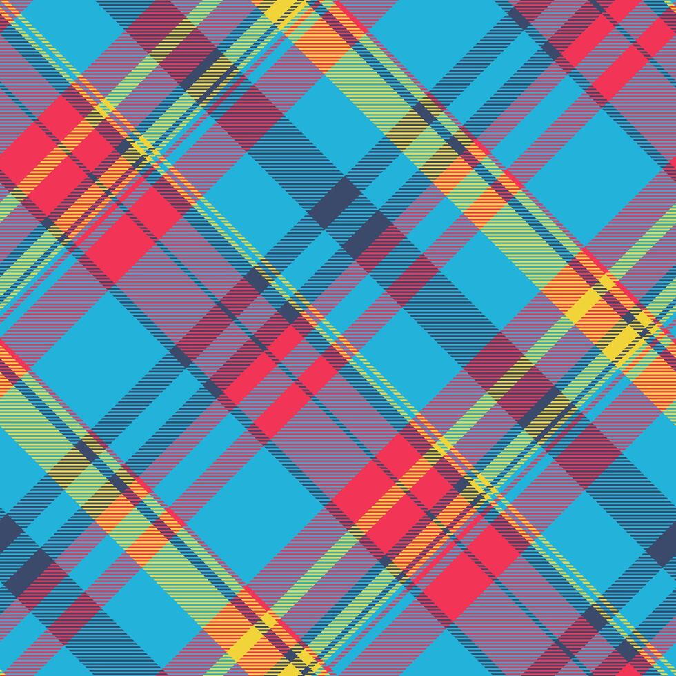Japan fabric textile plaid, commerce check texture seamless. Diagonal tartan pattern background in cyan and red colors. vector