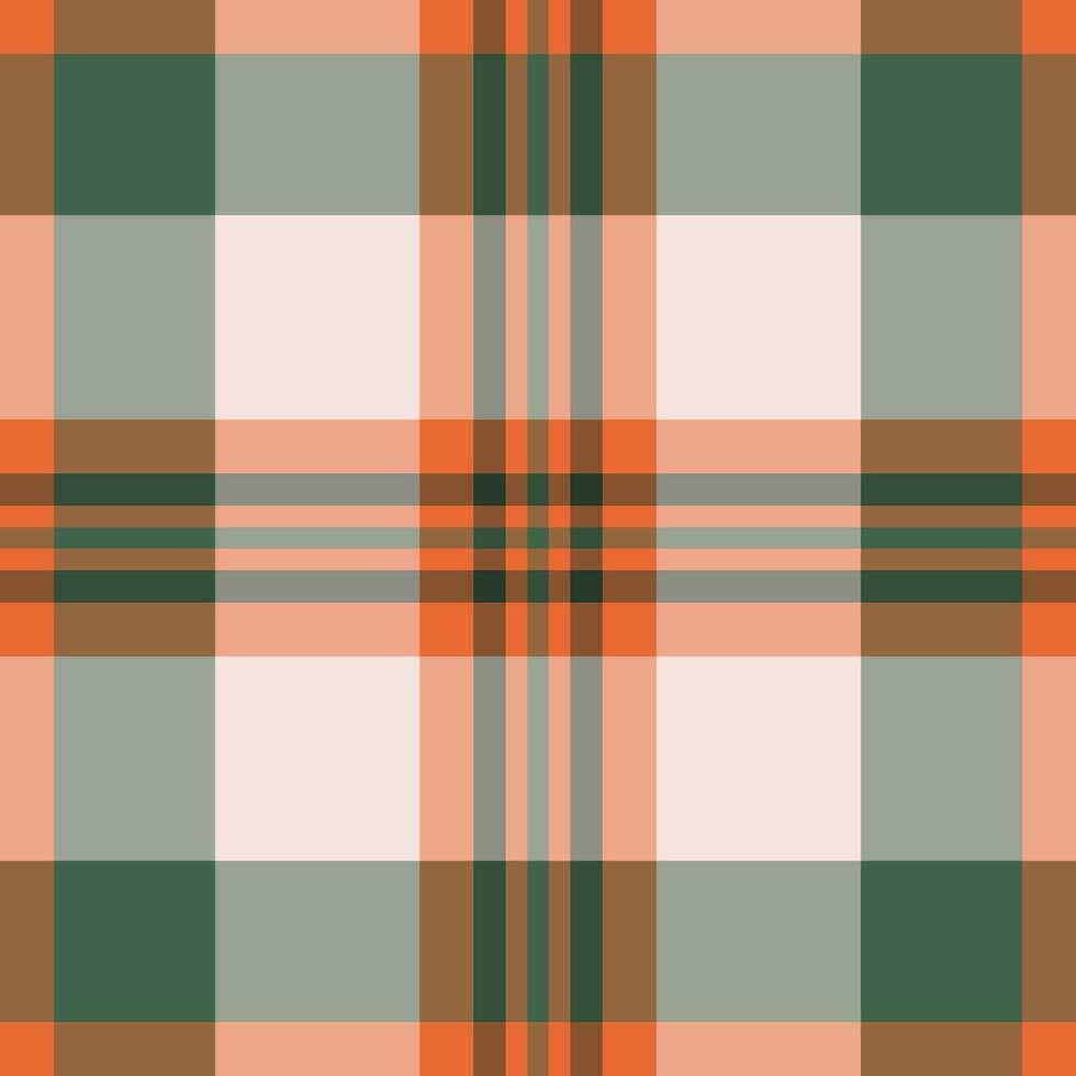 Bold check fabric seamless, cover tartan textile . Scrap background pattern plaid texture in orange and green colors. vector