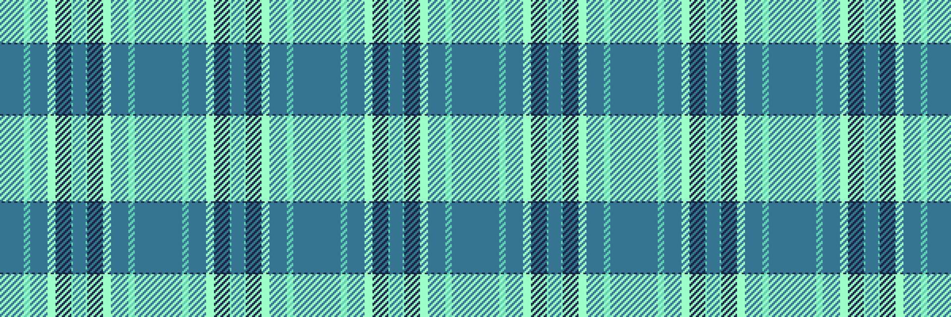 Worldwide check pattern tartan, filigree seamless textile. Dreamy texture background plaid fabric in green and cyan colors. vector