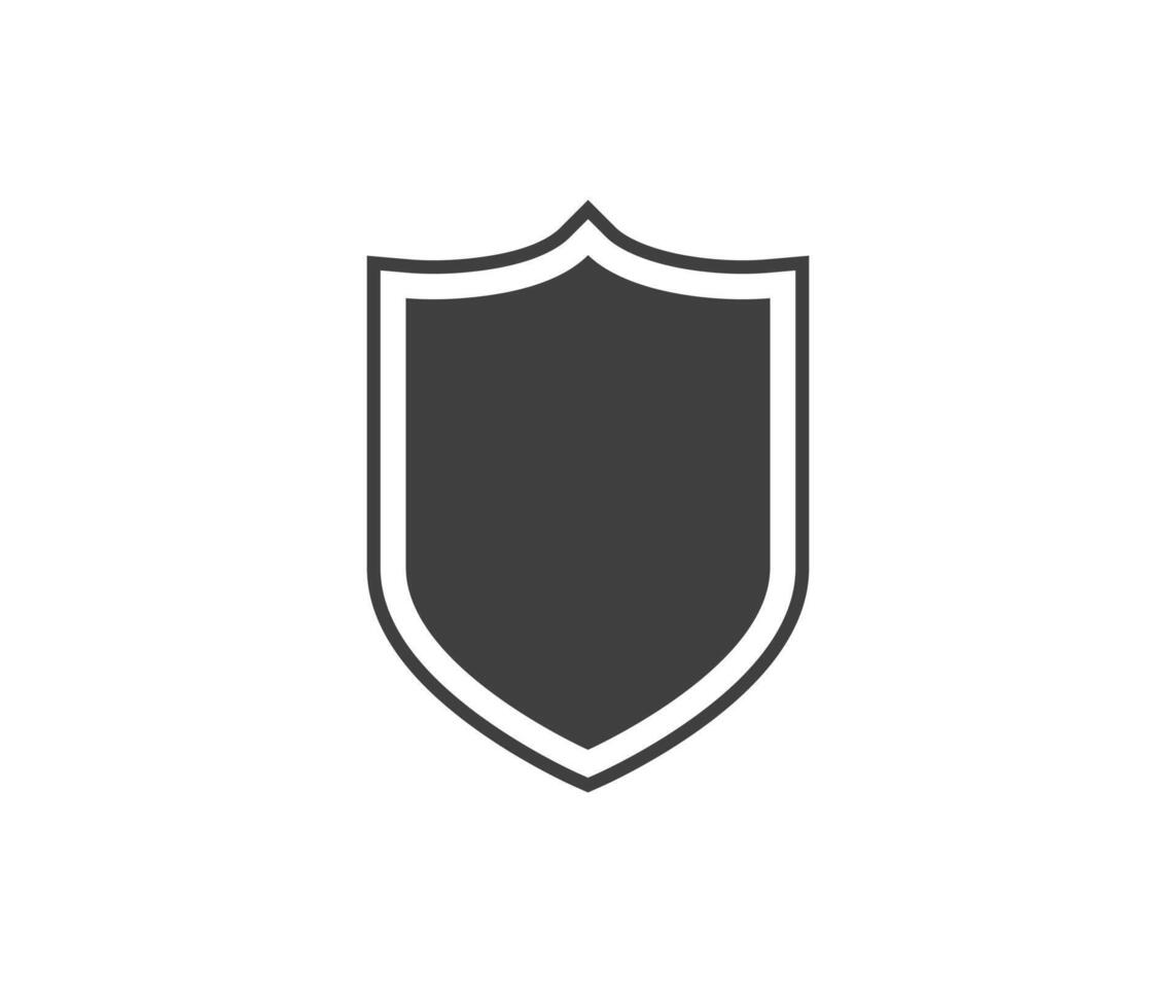 Shield black and white logo. Guarantee, insignia and guard symbol. Security icon vector