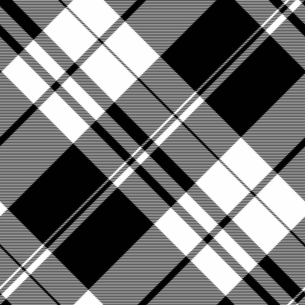 Short background texture , punk pattern check textile. Throw seamless fabric tartan plaid in black and white colors. vector