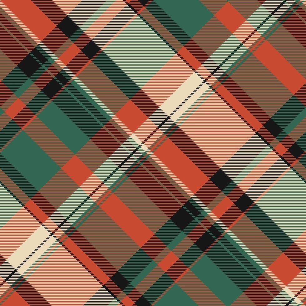 Windowpane seamless check fabric, teenager tartan texture. Sofa plaid pattern textile background in red and mint colors. vector