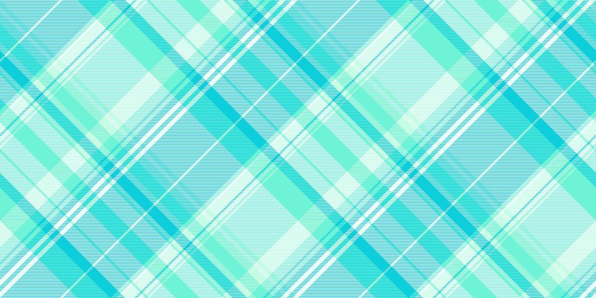 Grungy texture plaid pattern, vibrant seamless textile background. Dye tartan fabric check in azure and cyan colors. vector