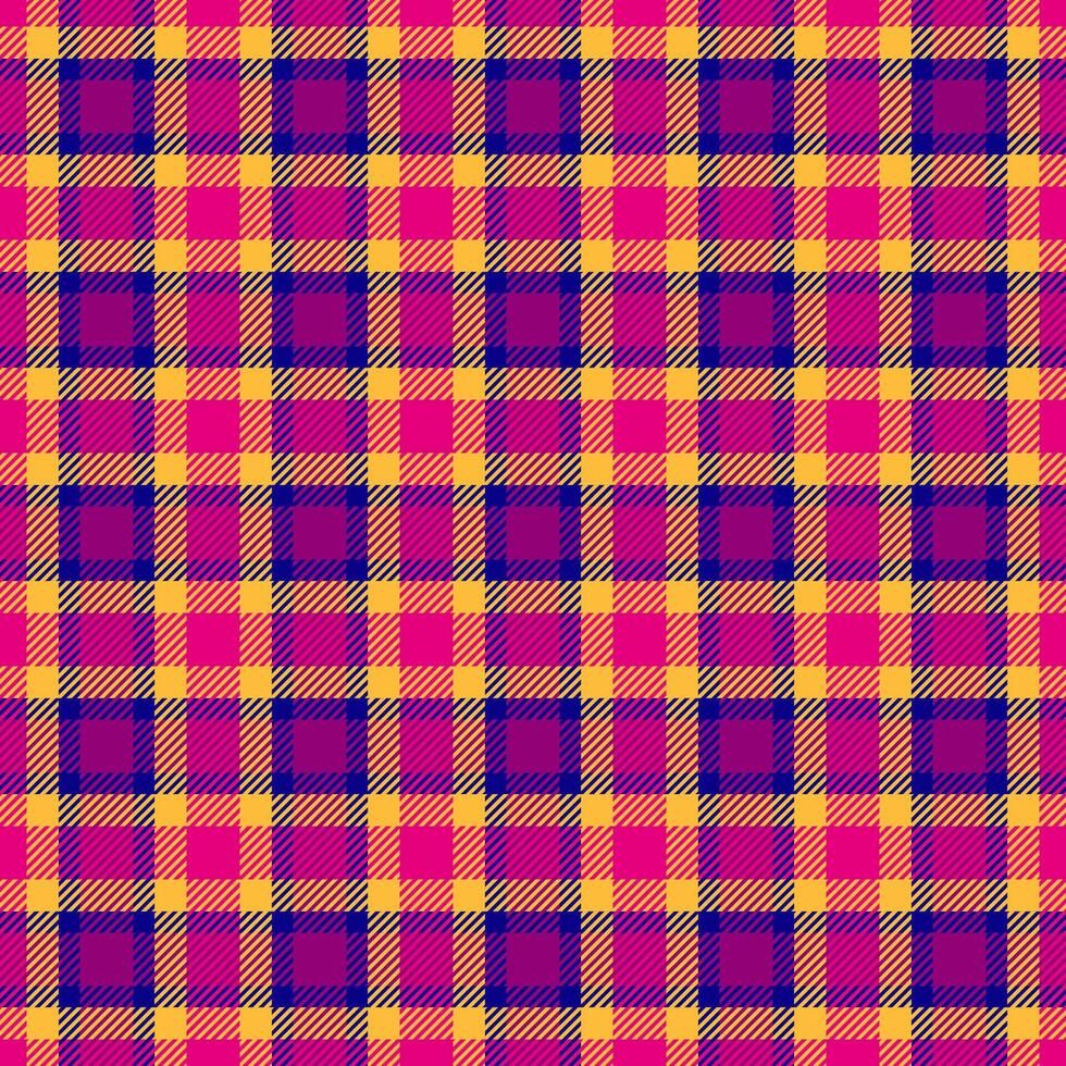 Suite check plaid tartan, party fabric texture . Damask seamless textile background pattern in amber and mexican pink colors. vector