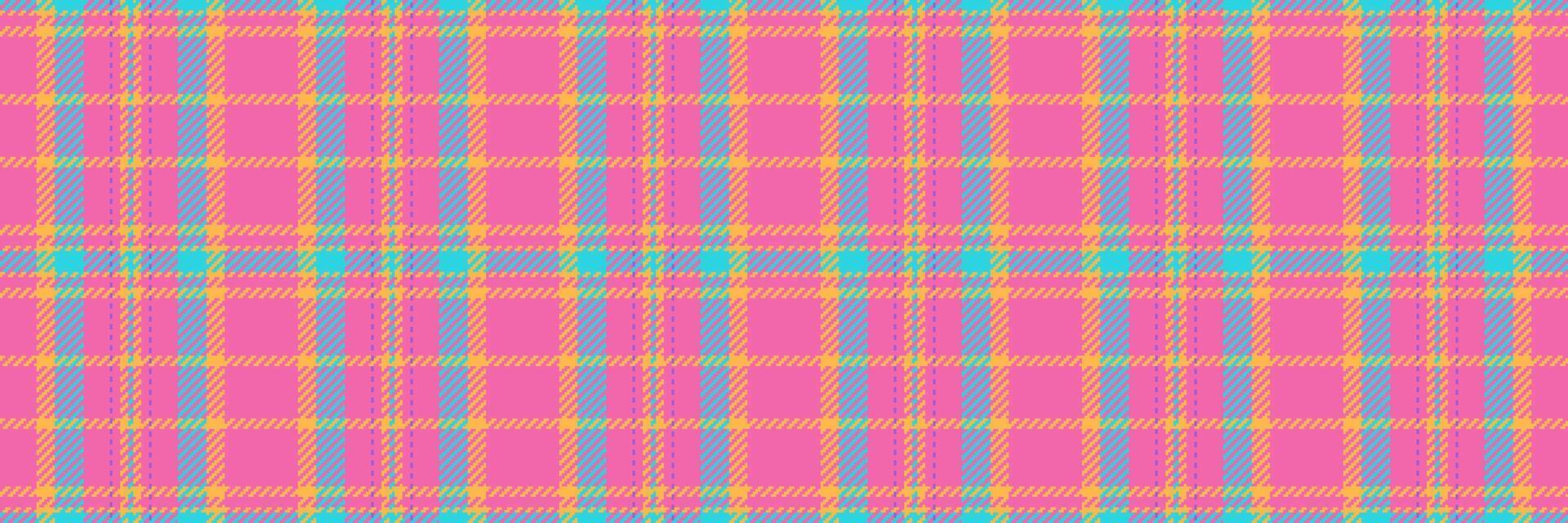 1970s textile check background, ethnicity texture fabric . Pride plaid pattern seamless tartan in pink and amber colors. vector