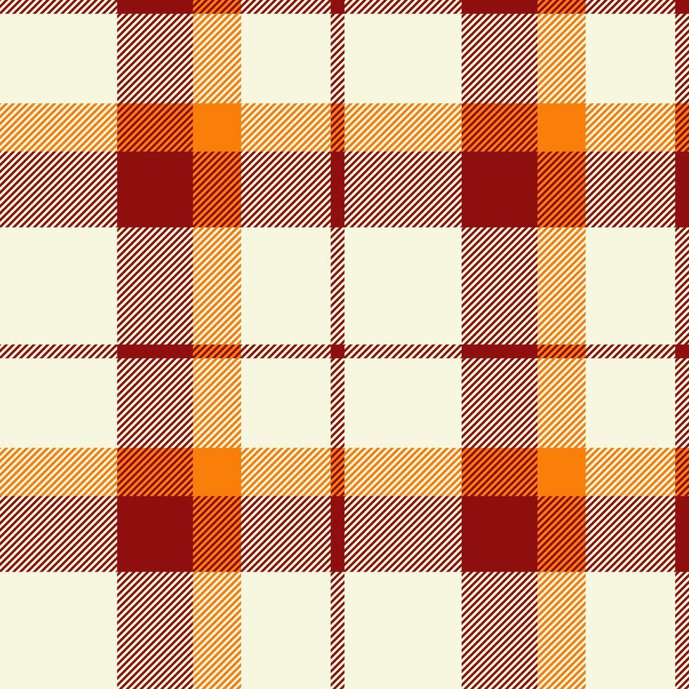 Harvest plaid pattern, checked seamless tartan background. Eps textile fabric check texture in beige and red colors. vector