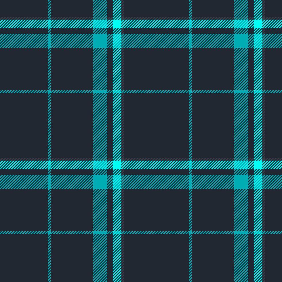 Interior check textile texture, easter background tartan seamless. Geometrical plaid pattern fabric in dark and cyan colors. vector