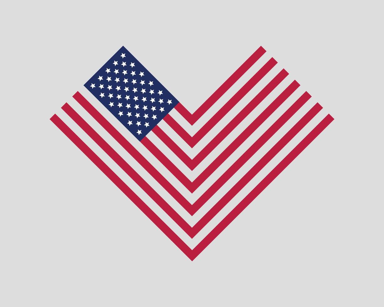 Heart love USA flag . Modern style United States of America symbol. American banner design element vector