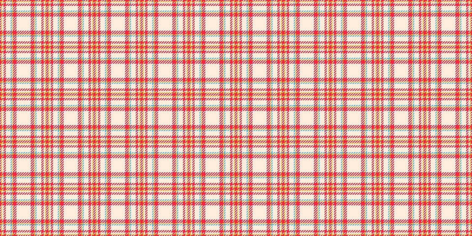 Repeating textile plaid, fur seamless fabric background. Vibrant pattern check texture tartan in papaya whip and red colors. vector