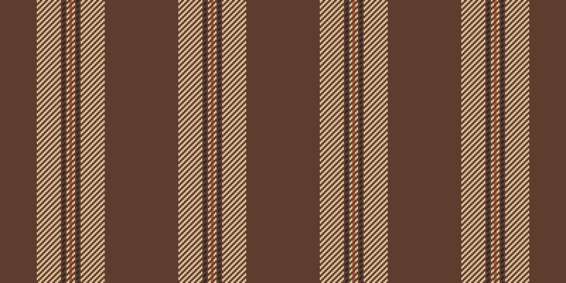Effect vertical texture seamless, inspiration fabric pattern lines. Nostalgia stripe textile background in orange and dark colors. vector