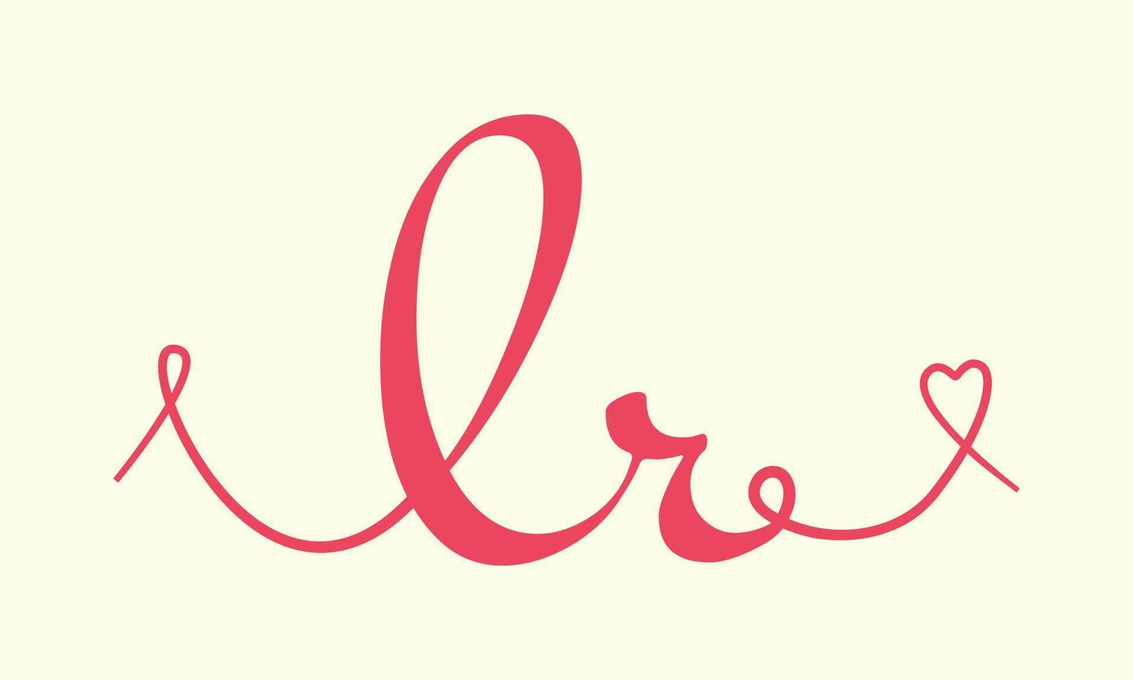 LR initial wedding monogram calligraphy illustration. Hand drawn lettering l and r love logo design for valentines day poster, greeting card vector