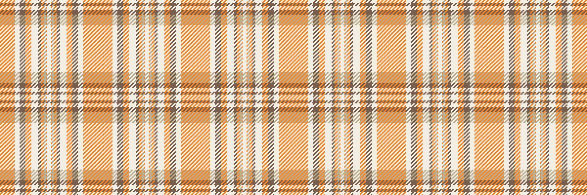 Mustard check seamless pattern, repetition fabric plaid . Mockup tartan background textile texture in orange and white colors. vector