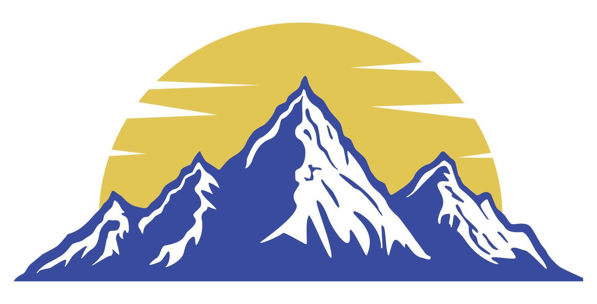 Mountain icon. illustration of a mountain peak and sun. vector