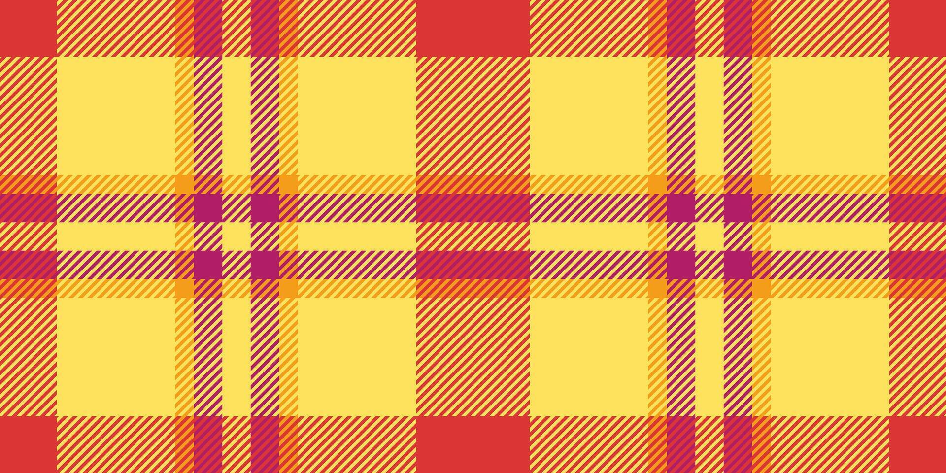 Empty texture tartan, preppy pattern seamless plaid. Dye fabric textile check background in yellow and red colors. vector