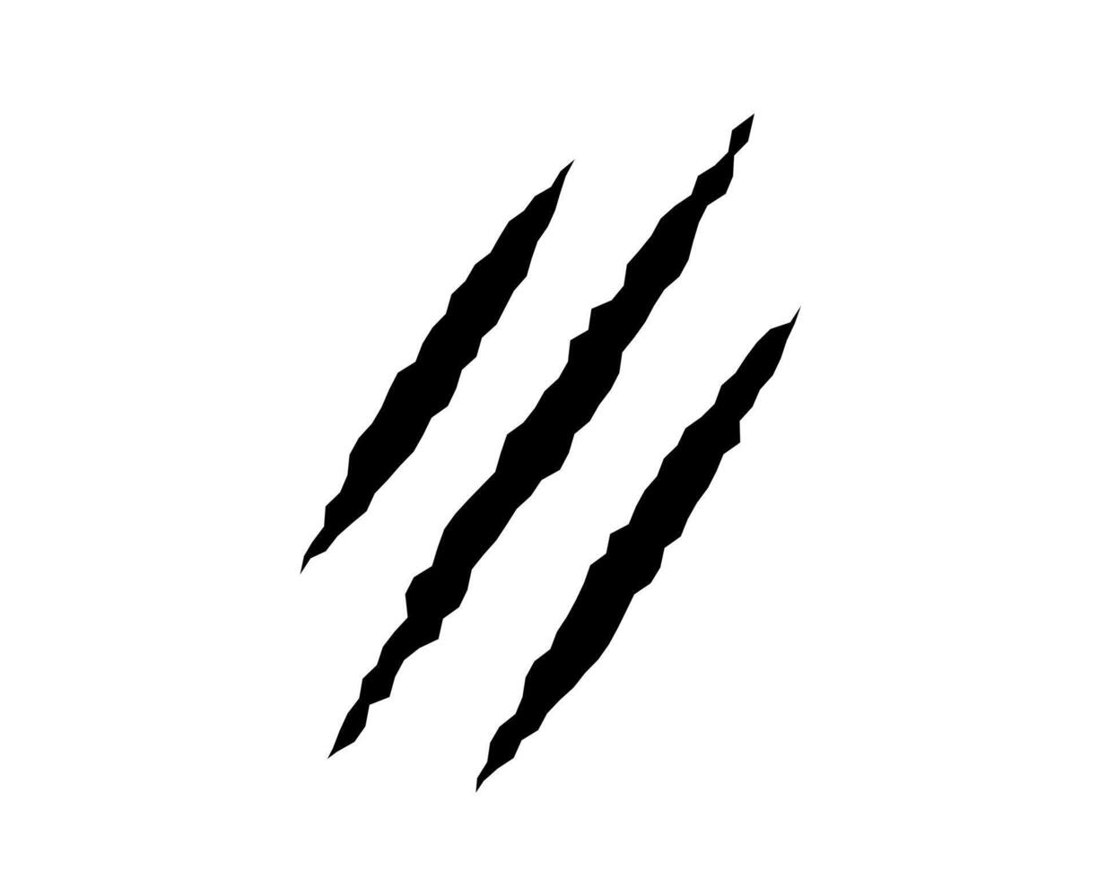 Claws scratches, animal monster mark design element, tattoo and decor for halloween. Black silhouette. vector