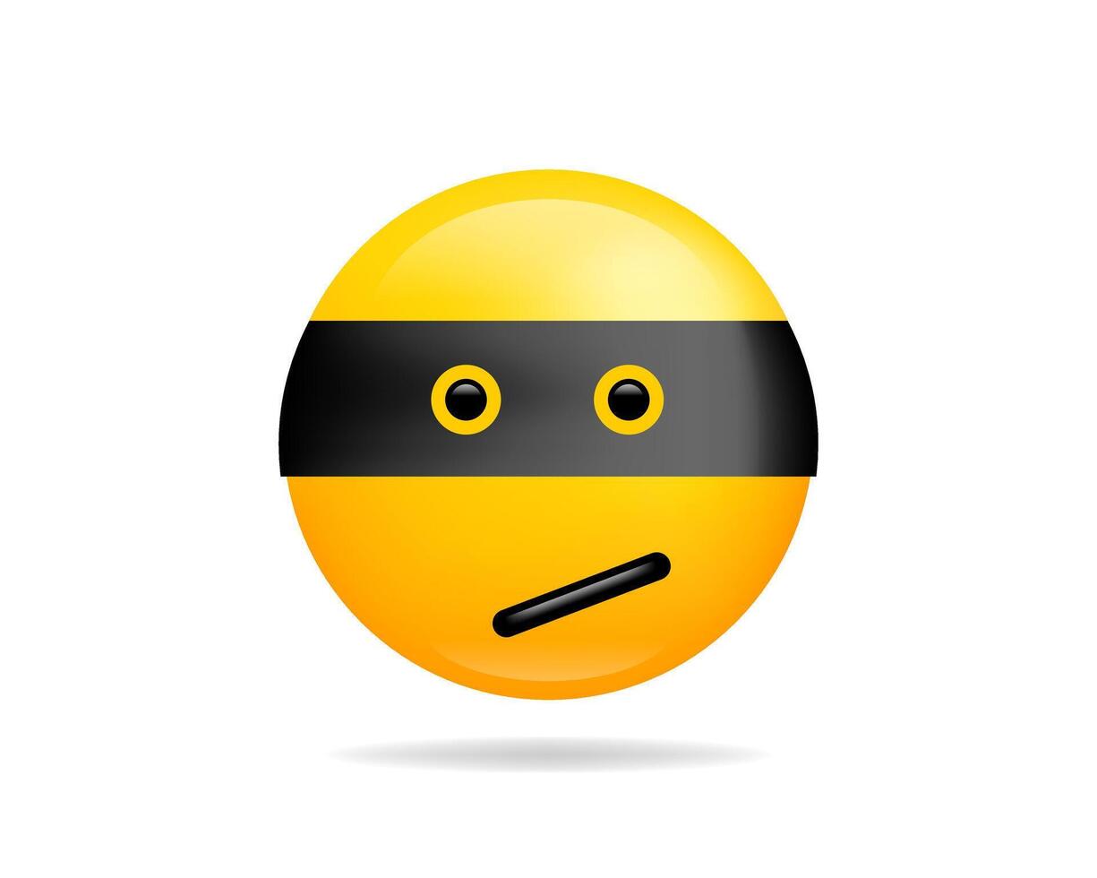 Emoji smile icon symbol. Ninja Smiley face yellow cartoon character. vector