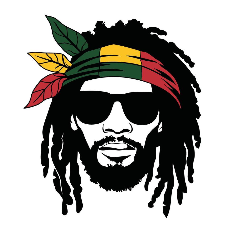 Rasta Man with Dreadlocks and Bandana Illustration vector