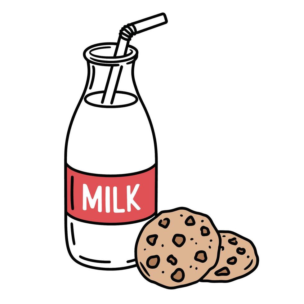 Milk Bottle and Cookies Illustration vector