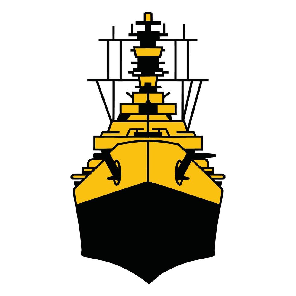 Front View of a Warship Illustration vector