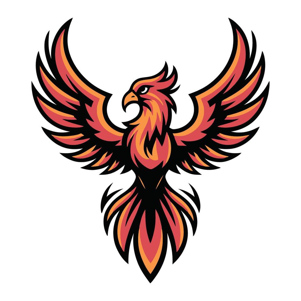 Fiery Phoenix Bird Mascot Logo Illustration vector
