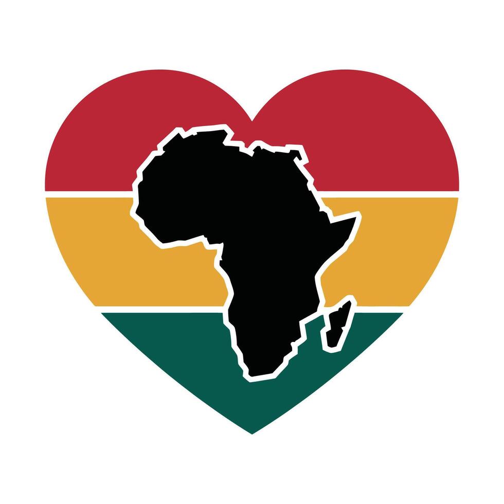 Africa Map in Heart Shape with Rasta Colors Illustration vector