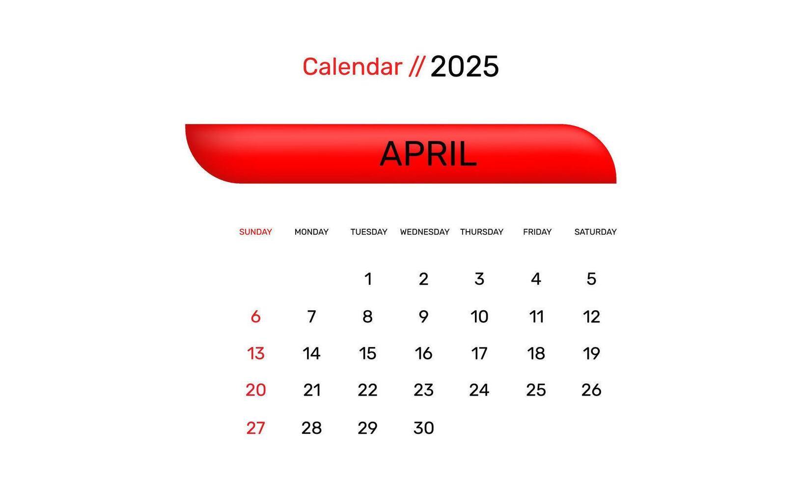 April calendar 2025 start corporate concept design on background vector