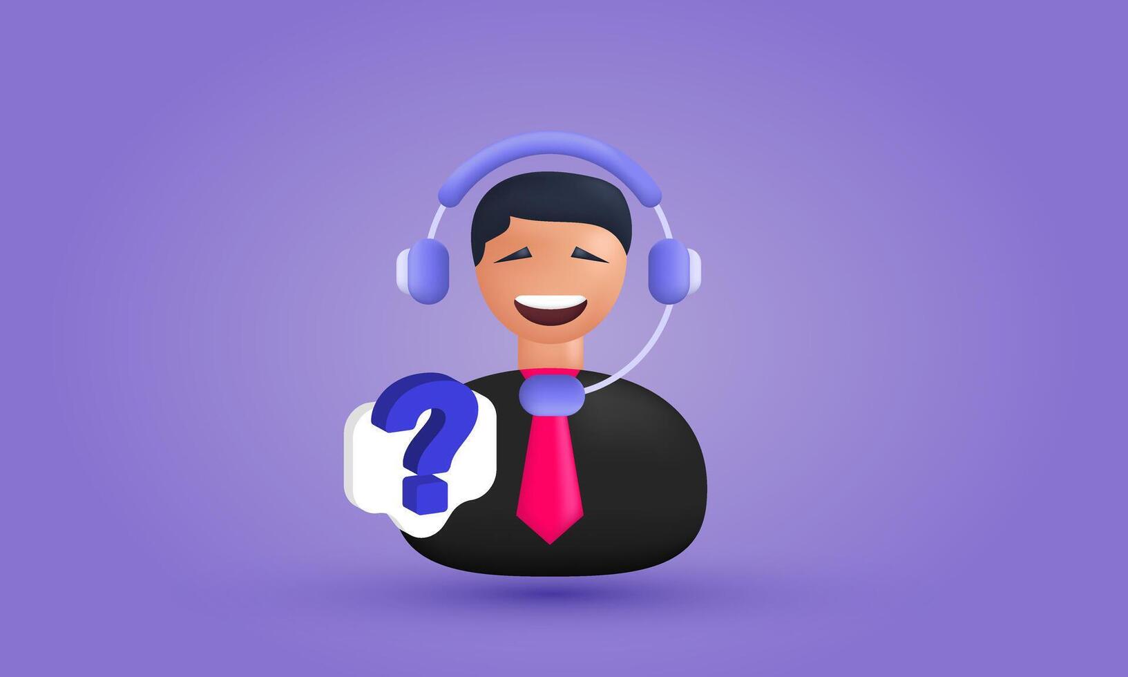 3d realistic hotline operator advises customer style design on background vector