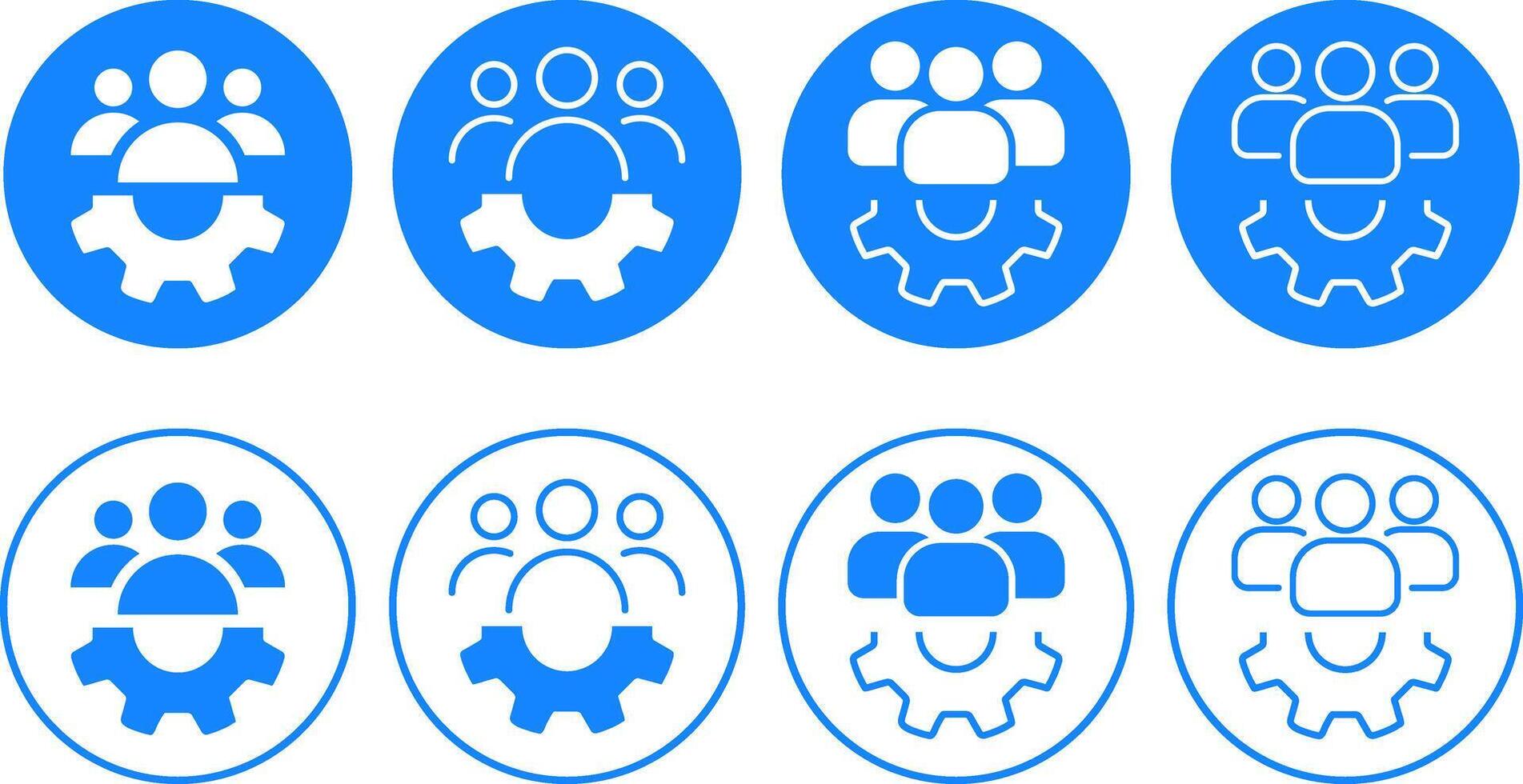 Set of People group with gear icon. enterprise workflow. people group council. Teamwork process symbols vector