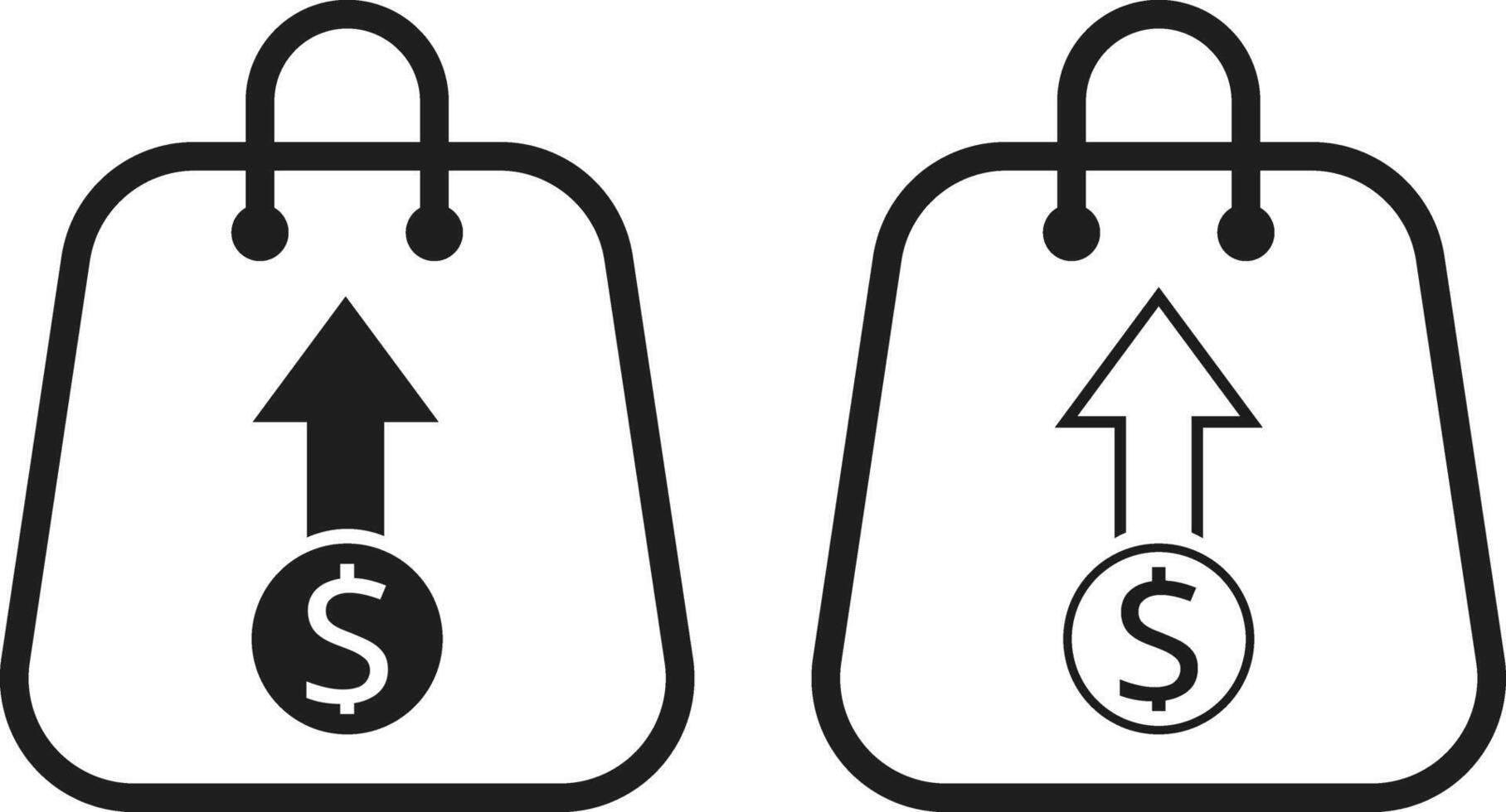 high sales money increase icon set. money growth solid sign. Concept of revenue growth. vector