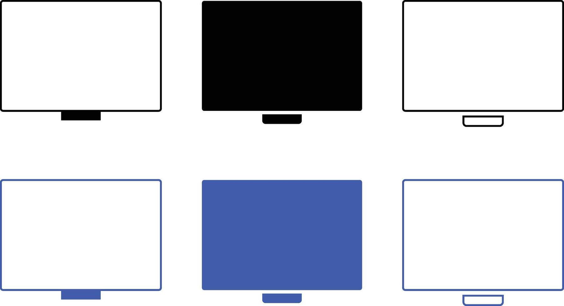 Watch tv icon set. Smart tv sign symbol. Computer monitor icon. Television vector