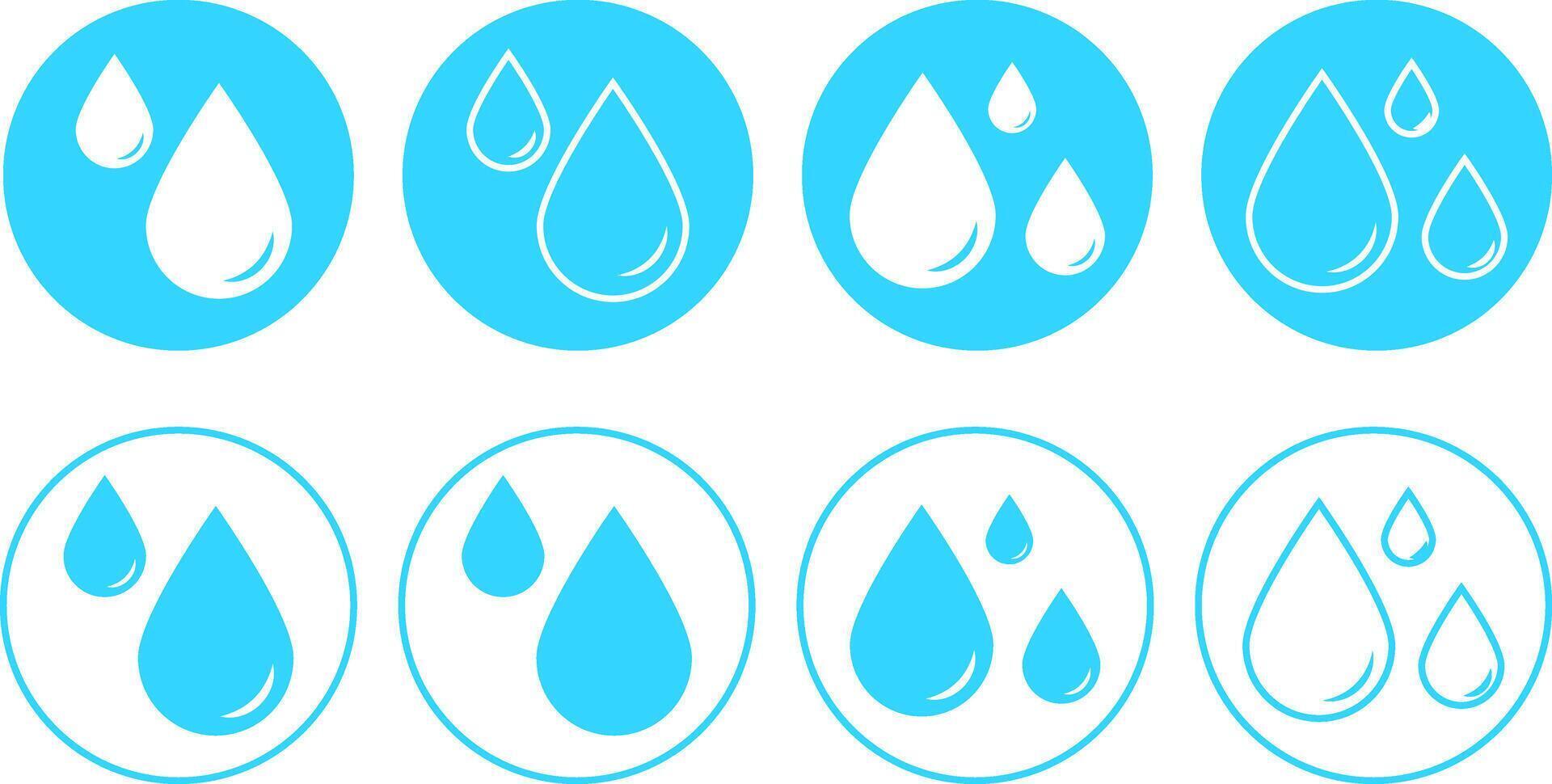 Water drop icon set. Rain drop sign. Drop of water symbol line vector