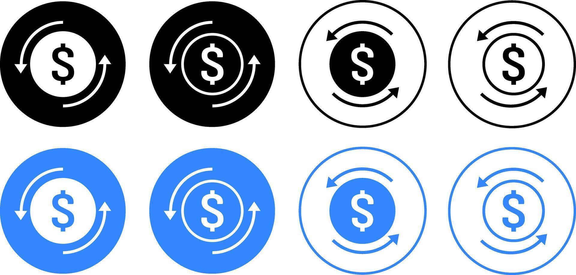 Money transfer icon set. Cashflow icon sign. Circulation of money. Dollar transfer icon vector
