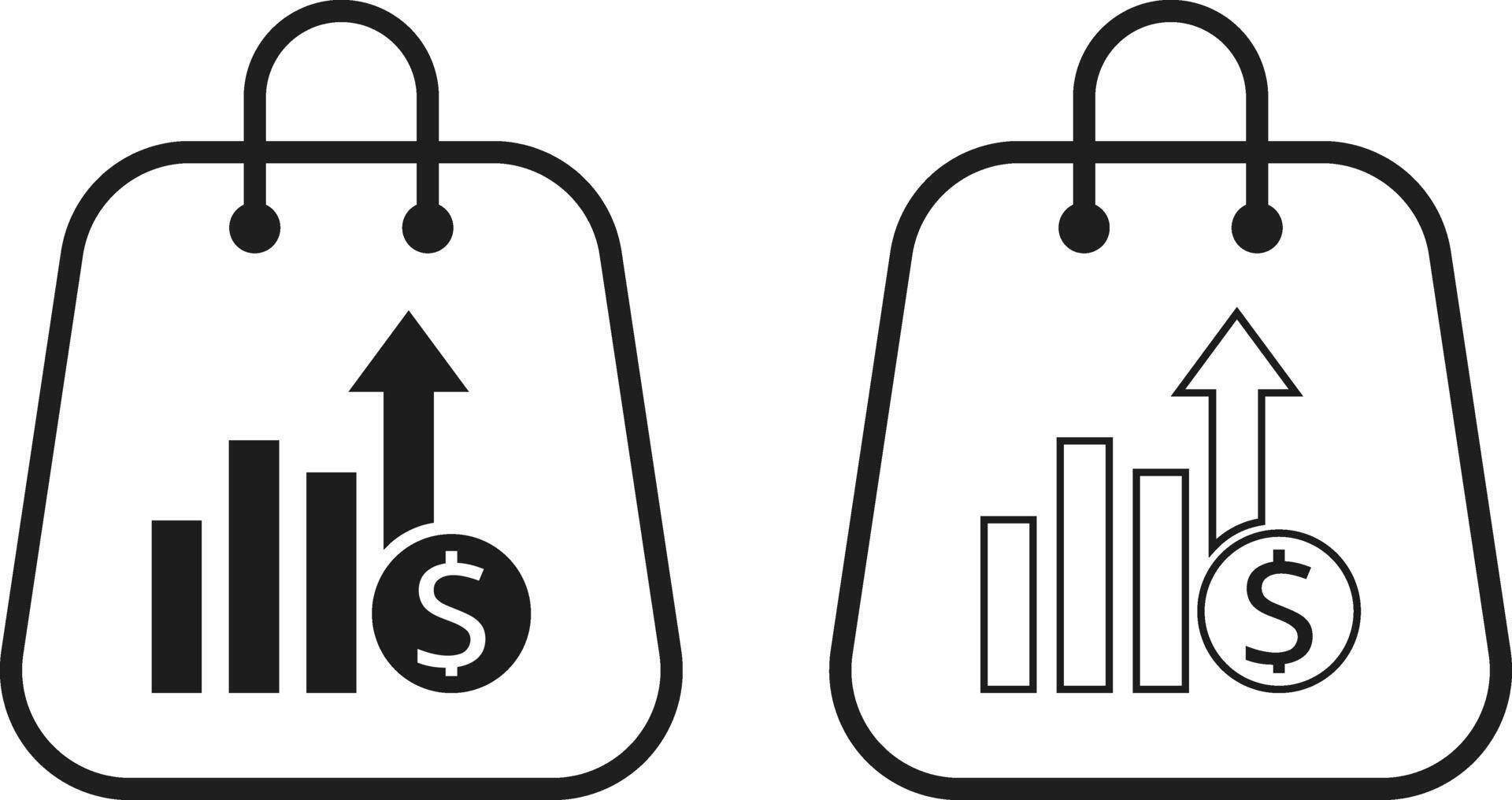 Set of high sales money increase icon contains such icons as arrow